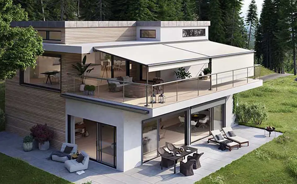 Unterschiedliche Beschattungsarten an einem Haus
